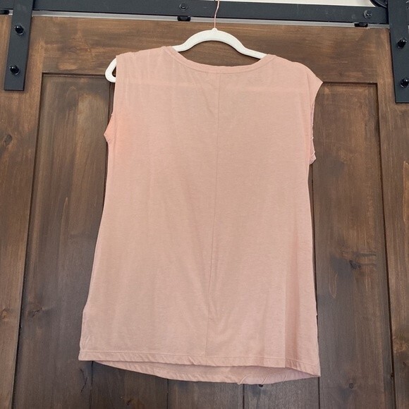 312) Lauren Conrad  Pink/Mauve sleevelss tee w/ sheer layering detail EUC Sz. M - Picture 6 of 6